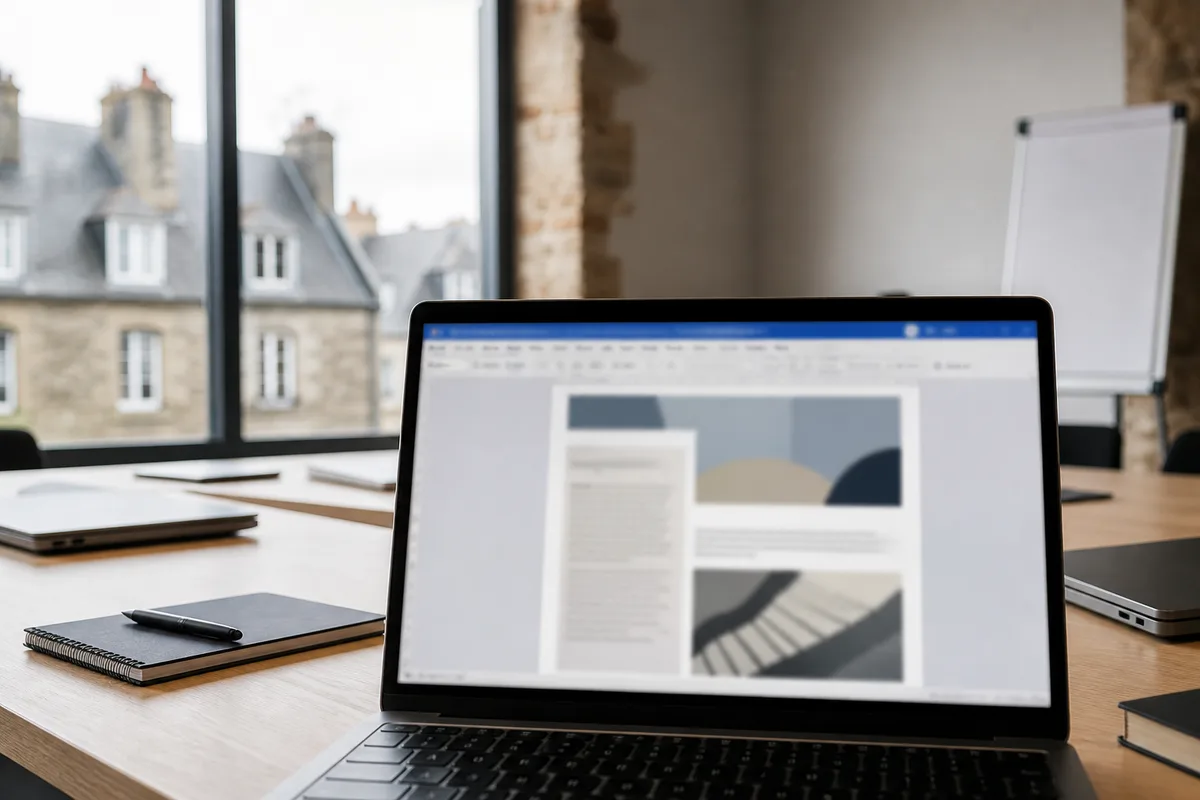 Document professionnel structuré affiché dans un traitement de texte